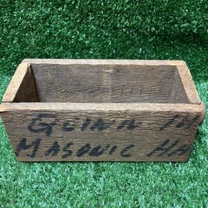 Primitive Rustic Wooden Box with Handwritten Markings